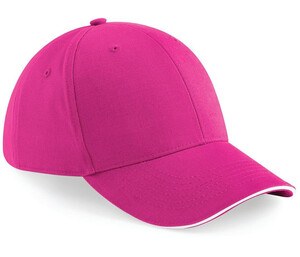 Beechfield BF020 - Cappellino sportivo a 6 pannelli Fuchsia/white