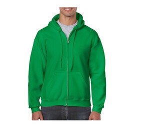 Gildan GN960 - Felpa con cappuccio da uomo con zip grande Irish Green