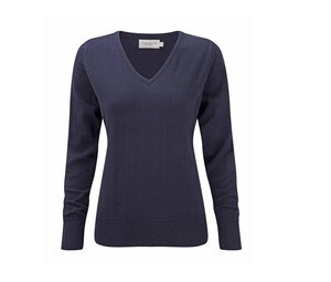 Russell Collection JZ10F - Ladies' V-Neck Pullover Blu oltremare