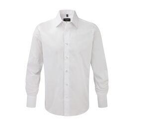 Russell Collection JZ946 - Men's Long Sleeve Fitted Shirt Bianco