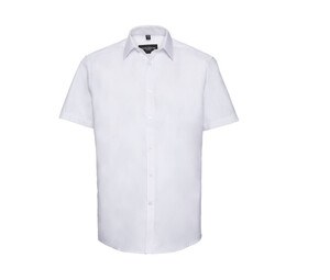 Russell Collection JZ963 - Mens' Short Sleeve Herringbone Shirt Bianco