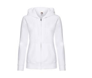 Fruit of the Loom SC375 - Felpa con cappuccio da donna con zip grande Bianco