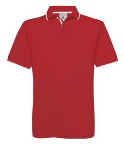 B&C BC430 - Polo in cotone con collo e maniche a contrasto Red/White