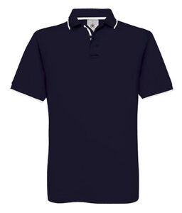 B&C BC430 - Polo in cotone con collo e maniche a contrasto Navy/White