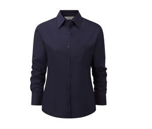 Russell Collection JZ34F - Camicia da donna in popeline Blu navy