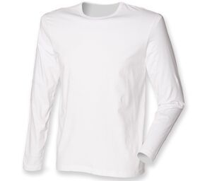 SF Men SF124 - T-shirt da uomo elasticizzata a maniche lunghe Bianco