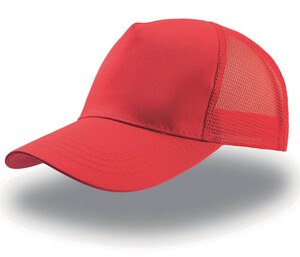 Atlantis AT085 - Cappellino trucker in cotone a 5 pannelli Dairing Red/Red