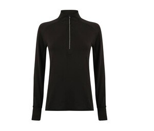 Tombo TL563 - Maglia con zip e maniche a 1/4 da Donna Nero