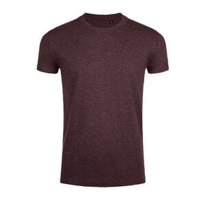SOL'S 00580 - Imperial FIT T Shirt Uomo Slim Girocollo Manica Corta Rosso Borgogna melange