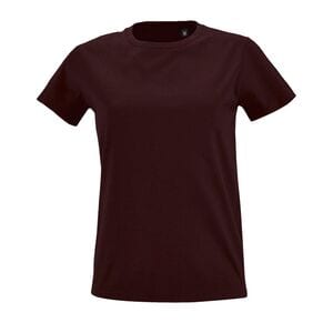 SOL'S 02080 - Imperial FIT WOMEN T Shirt Donna Slim Girocollo Manica Corta Rosso Borgogna