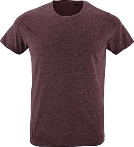 SOL'S 00553 - REGENT FIT T Shirt Uomo Slim Girocollo Manica Corta Rosso Borgogna melange