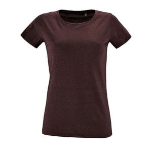 SOL'S 02758 - Regent Fit Women T Shirt Donna Slim Girocollo Manica Corta Rosso Borgogna melange