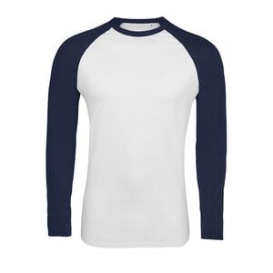 SOL'S 02942 - Funky Lsl T Shirt Uomo Bicolore Manica Lunga A  Raglan Bianco / Blu navy