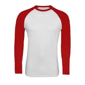 SOL'S 02942 - Funky Lsl T Shirt Uomo Bicolore Manica Lunga A  Raglan Bianco / Rosso
