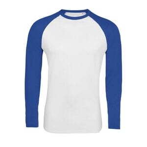 SOL'S 02942 - Funky Lsl T Shirt Uomo Bicolore Manica Lunga A  Raglan Bianco / Blu royal