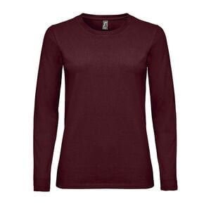 SOL'S 02075 - Imperial LSL WOMEN T Shirt Donna Manica Lunga Rosso Borgogna