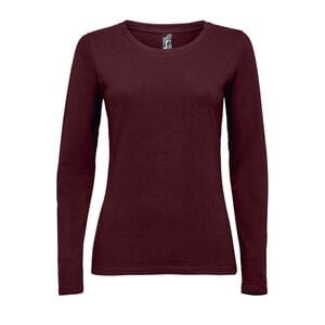 SOL'S 11425 - MAJESTIC T Shirt Donna Girocollo Manica Lunga Rosso Borgogna