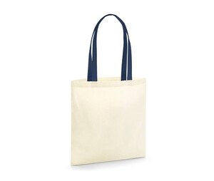 Westford mill W801C - Borsa in tela di cotone organico con manici a contrasto Natural/French Navy