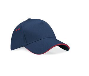 Beechfield BF15C - Cappello a 5 pannelli 100% cotone French Navy / Classic Red