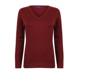 Henbury HY721 - Maglia da donna con scollo a V Burgundy