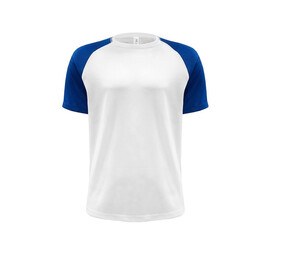 JHK JK905 - T-shirt sportiva da baseball Bianco / Blu royal