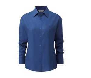 Russell Collection JZ34F - Camicia da donna in popeline Blu royal