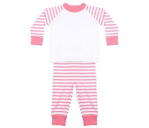 Larkwood LW072 - Pigiama per bambini a righe Pink Stripe / White