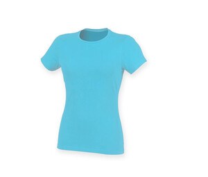 Skinnifit SK121 - T-shirt da donna in cotone elasticizzato Surf Blue