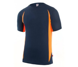 VELILLA V5501 - T-shirt tecnica bicolore Navy/Fluo Orange