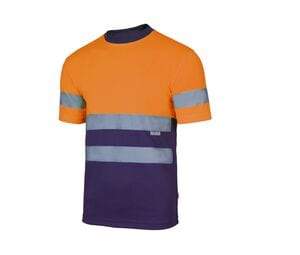 VELILLA V5506 - T-shirt tecnica bicolore alta visibilità Fluo Orange / Navy
