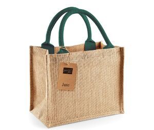 Westford mill WM412 - Piccola borsa di juta Natural/ Forest Green