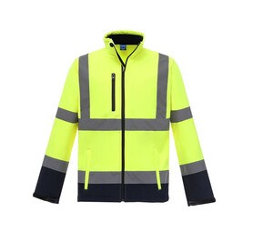 Yoko YKK09 - Giacca Softshell ad alta visibilità Hi Vis Yellow/Navy