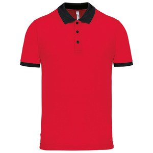 Proact PA489 - Polo piqué uomo performance Rosso / Nero