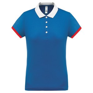 Proact PA490 - Polo piqué donna performance Sporty Royal Blue / White / Red