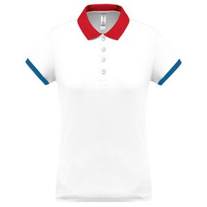 Proact PA490 - Polo piqué donna performance White / Red / Sporty Royal Blue