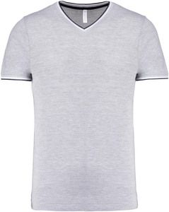 Kariban K374 - T-shirt piqué uomo scollo a V Oxford Grey / Navy / White