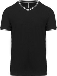 Kariban K374 - T-shirt piqué uomo scollo a V Black/ Light Grey/ White