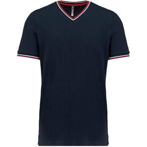 Kariban K374 - T-shirt piqué uomo scollo a V Navy / Red / White