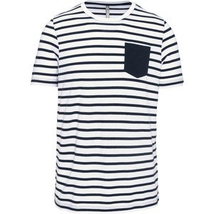Kariban K378 - T-shirt manica corta a righe stile marinaio con tasca Striped White / Navy