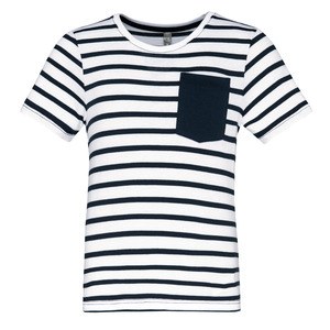 Kariban K379 - T-shirt bambino manica corta a righe stile marinaio con tasca