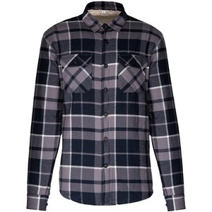 Kariban K579 - Giacca-camicia a quadri foderata in sherpa Storm grey / Navy