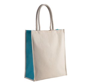 Kimood KI0253 - Borsa tote in cotone/iuta - 23 L Natural / Turquoise