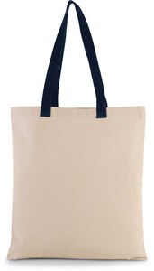 Kimood KI0277 - Borsa shopping piatta in tela con manici a contrasto Natural/ Navy