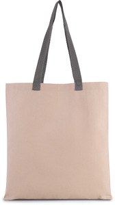 Kimood KI0277 - Borsa shopping piatta in tela con manici a contrasto Natural / Steel Grey