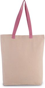 Kimood KI0278 - Shopping bag a soffietto con manici a contrasto Natural / Dark Pink