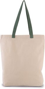 Kimood KI0278 - Shopping bag a soffietto con manici a contrasto Natural / Dusty Light Green