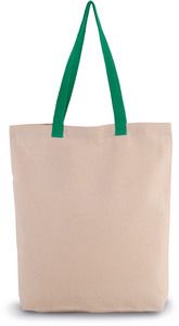 Kimood KI0278 - Shopping bag a soffietto con manici a contrasto Natural / Kelly Green