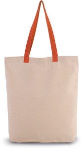 Kimood KI0278 - Shopping bag a soffietto con manici a contrasto Natural / Spicy Orange