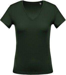 Kariban K390 - T-shirt donna manica corta scollo a V Verde bosco