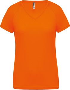 Proact PA477 - T-shirt donna sportiva a manica corta scollo a V Fluorescent Orange